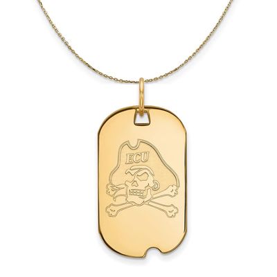 The Black Bow 14k Yellow Gold East Carolina U Dog Tag Necklace - 16 Inch