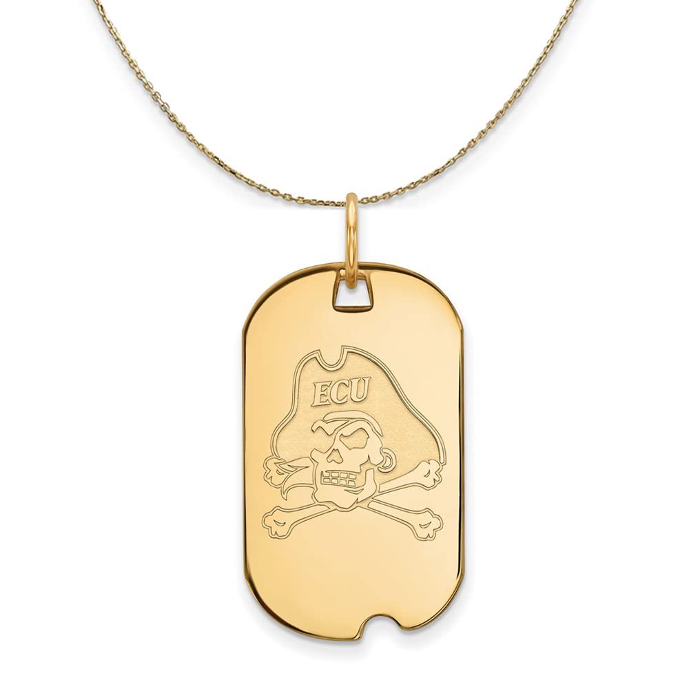 The Black Bow 14k Yellow Gold East Carolina U Dog Tag Necklace - 16 Inch