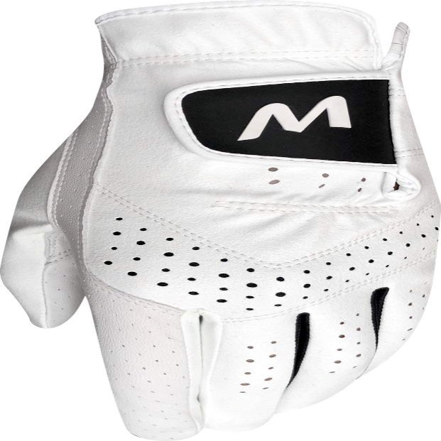 Majek Golf Mens Pro Tour White Cabretta Leather Golf Gloves Comfort Fit Breathable Ventilation for Maximum Feel - 9 Pack (Medium/Large, Left)