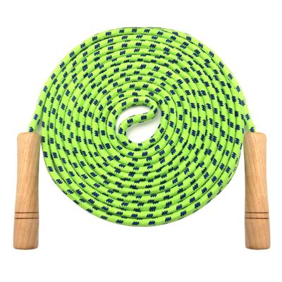 16 FT Double Dutch Jump Rope for Kids - Wooden Handle - Adjustable Cotton Braided Fitness Skipping Rope for Fitness, Outdoor Fun, School Sports, and Party Games