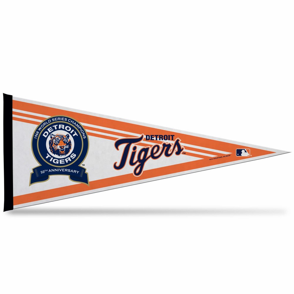 MLB Rico Detroit Tigers 1968 World Series Championship 50Th Anniversary 12 X 30 Pennant W/Header