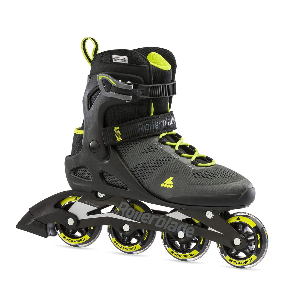 Rollerblade Macroblade 80 Men's Adult Fitness Inline Skate, Black and Lime, Performance Inline Skates, 9