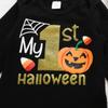 XFGLCK Newborn Baby Girl 1st Halloween Skirt Set Pumpkin Print Long Sleeve Romper +Tutu Skirt +Headbands +Legging Warmer Outfits (Halloween orange skirt set, 0-3 months) view 4