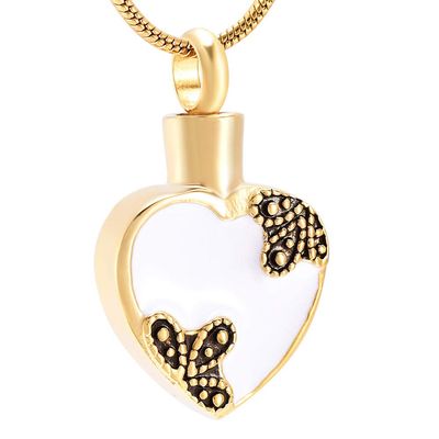 Atades Y Urnas,Artculos Conmemorativos Accesorios De Mujer Joyas Elegantes Patrn De Mariposa Incrustacin De Corazn Collar De Urna De Cremacin Joyas De Acero Inoxidable Colgantes @ Oro