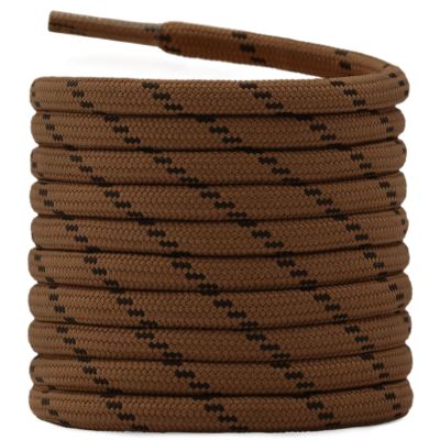 DELELE 2 Pair Thick Round Climbing Shoelaces Red Brown Black Dots Hiking Shoe Laces Boot Laces 49 inch