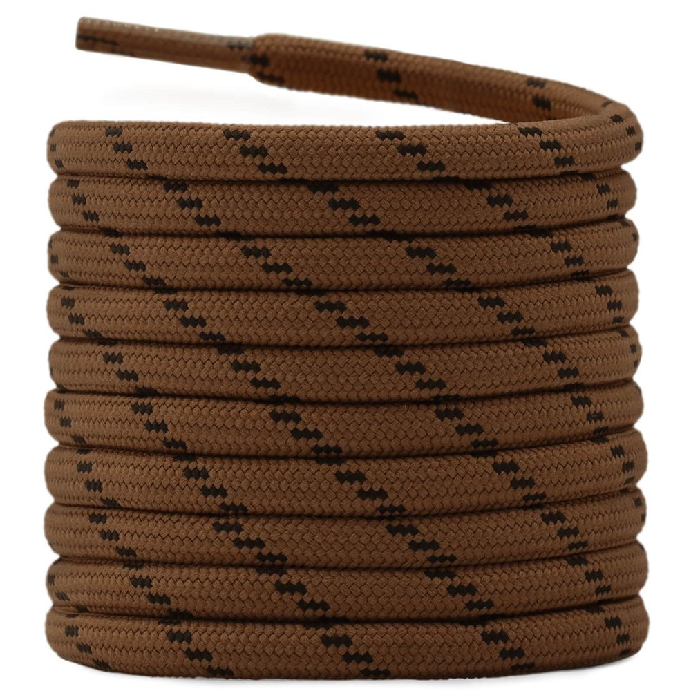 DELELE 2 Pair Thick Round Climbing Shoelaces Red Brown Black Dots Hiking Shoe Laces Boot Laces 49 inch