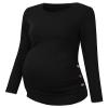 Chuanqi Womens Maternity Shirt Fall Long Sleeve Crew Neck T-Shirts Pregnancy Clothes Side Ruched Tunic Tops A-Black view 2