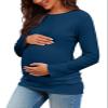 Chuanqi Womens Maternity Shirt Fall Long Sleeve Crew Neck T-Shirts Pregnancy Clothes Side Ruched Tunic Tops A-Navy