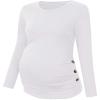 Chuanqi Womens Maternity Shirt Fall Long Sleeve Crew Neck T-Shirts Pregnancy Clothes Side Ruched Tunic Tops A-White view 2