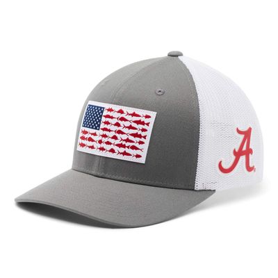 Columbia Unisex Collegiate PFG Mesh Fish Flag Ball Cap, Ala - Titanium, S/M