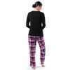 Fruit of the Loom Women's Plus Size Waffle V-Neck Top and Flannel Pant Sleep Set, Black/Buffalo Plaid, 2X view 2