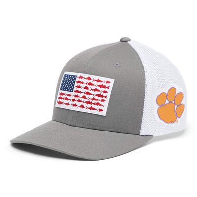 Columbia Unisex PFG Mesh Fish Flag Ball Cap, Cle - Titanium, Large/X-Large