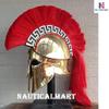 Nautical-Mart Medieval Greek Corinthian Helmet with Red Plume Brass & Copper Coated 18 Gauge (Brass Coated) view 2