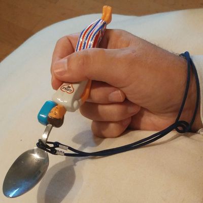 Eating Aid for The Disabled, Elderly and Children w/Drop Proof Nylon Wrist Cord.