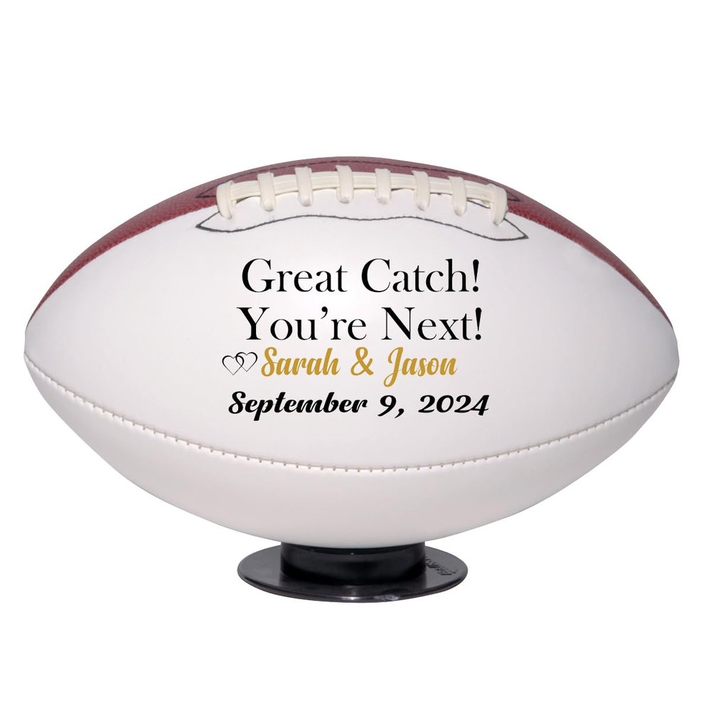 Ballstars Custom Personalized Great Catch! Youre Next! Football (Full Size 12" Official Size 9, Without Base)