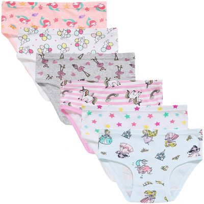 Slenily Girls Soft Cotton Underwear Breathable Mermaid Panty Briefs Toddler Horse Undies (Pack of 6) Size 2T