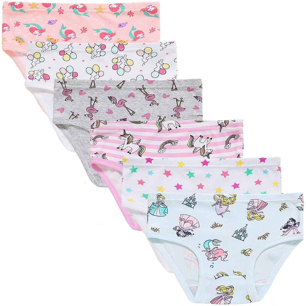Slenily Girls Soft Cotton Underwear Breathable Mermaid Panty Briefs Toddler Horse Undies (Pack of 6) Size 2T