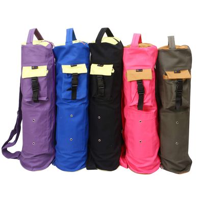 KD Yoga Mat Bag Cotton Canvas Cover Extra Large Bag Multi Functional Pockets For Bottle Belt Bricks Towel Wallet Block & More Sling Bag Mat Holder (Purple)