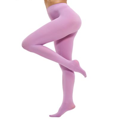CozyWow Women's 80D Soft Opaque Tights, High Waist Solid Color Womens Tights with 30+ Colors(Large-X-Large, Lavender)