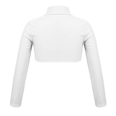 JanJean Little Big Girls Long Sleeve Mock Neck Ballet Gymnastic Crop Top Athletic T-Shirt Top Yoga Cheerleading Dancewear Ivory 10