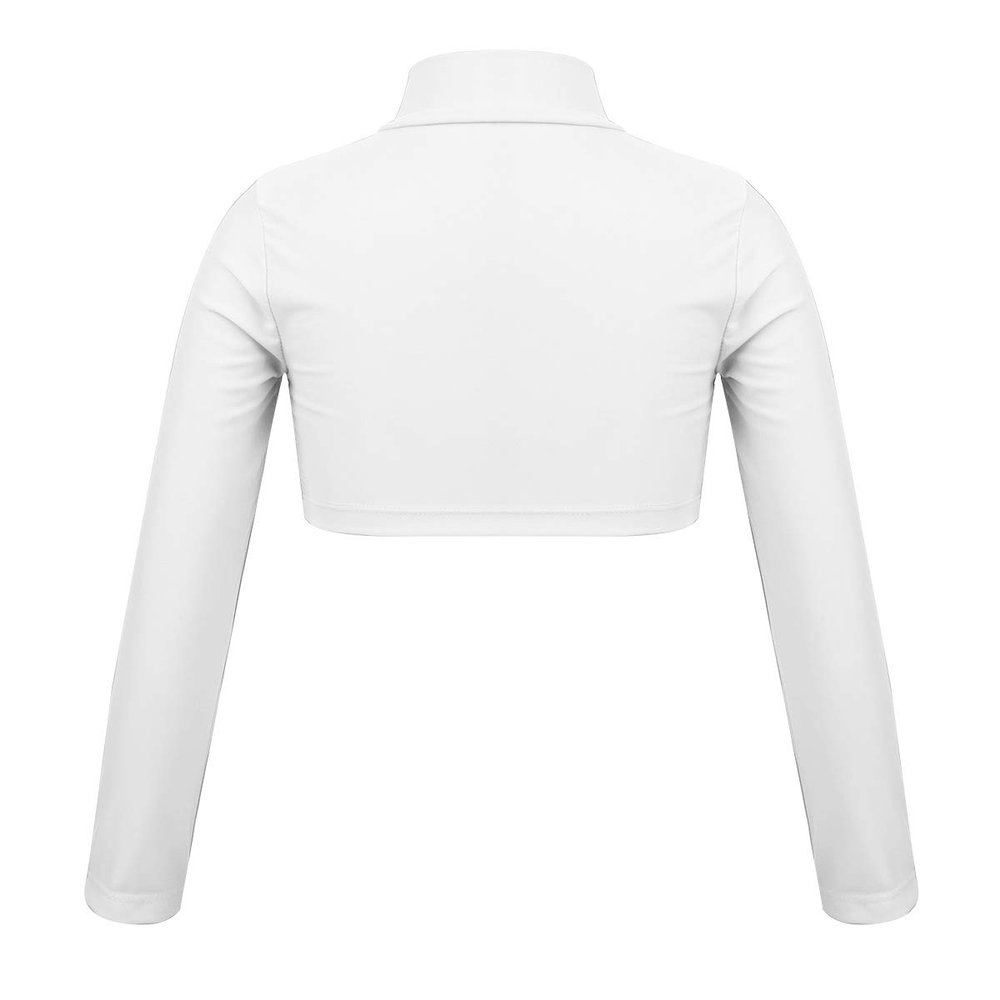 JanJean Little Big Girls Long Sleeve Mock Neck Ballet Gymnastic Crop Top Athletic T-Shirt Top Yoga Cheerleading Dancewear Ivory 10