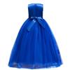 FMYFWY Little Big Girls Flower Tulle Lace Dress Sleeveless Princess Pageant Birthday Party Wedding Dance Evening Long Gown Royal Blue 11-12T view 2