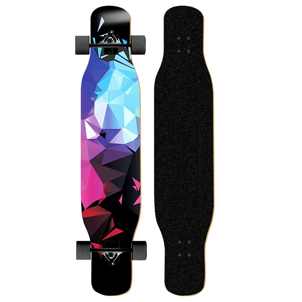 Skateboards for Beginners, Maple Wood Longboards 7 Layer Canadian Maple Double Kick Concave Standard and Tricks Skateboards for Kids and Beginners (Color : D)