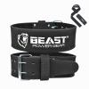 Beast Power Gear Weight Lifting Belt for Women & Men - Leather Power Belt with Back and Core Support for Weightlifting, Powerlifting, Strength Training, Squat and Deadlift Free Strap view 1