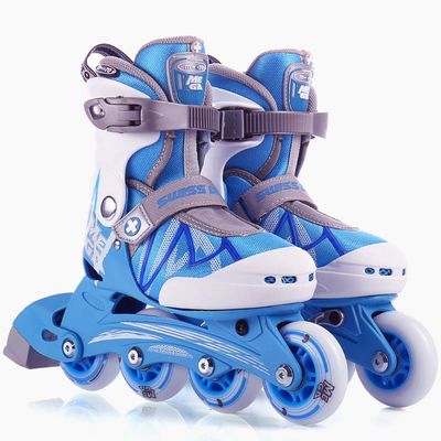 QMMD Kids and Teens Inline Skates Adjustable Size Comfortable Roller Skates with ABEC-7 Bearing Roller Blades for Boys and Girls with Protective Gear Set,A1,M12.51.5UK/3134EU