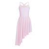 Aislor Kids Girls Chiffon Criss Cross Back Irregular Hem Lyrical Dance Dress Ballet Gymnastics Leotard Dresses Pink 11-12 Years view 1