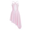 Aislor Kids Girls Chiffon Criss Cross Back Irregular Hem Lyrical Dance Dress Ballet Gymnastics Leotard Dresses Pink 11-12 Years view 2