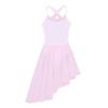 Aislor Kids Girls Chiffon Criss Cross Back Irregular Hem Lyrical Dance Dress Ballet Gymnastics Leotard Dresses Pink 11-12 Years view 3