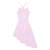 Aislor Kids Girls Chiffon Criss Cross Back Irregular Hem Lyrical Dance Dress Ballet Gymnastics Leotard Dresses Pink 11-12 Years view 4