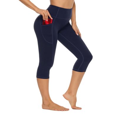 Stelle Womens High Waisted Legging Yoga Pants with Pockets for Workout(Navy,XXL)