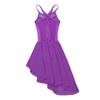 Aislor Kids Girls Chiffon Criss Cross Back Irregular Hem Lyrical Dance Dress Ballet Gymnastics Leotard Dresses Purple 13-14 Years view 4