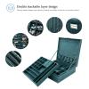 ProCase Velvet Jewelry Box Organizer for Women, 2 Layer Jewelry Display Storage Holder Case for Necklace Earrings Bracelets Rings -Green view 4