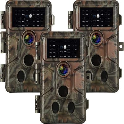 Folgtek 3pack Trail Cameras Gam Cam 48MP 1296P with Sound Recording, 2.4'' LCD Night Vision Motion Detection 0.1s Trigger Time, 120 Wide Angle Monitor IP66 Waterproof for Wildlife Home Security