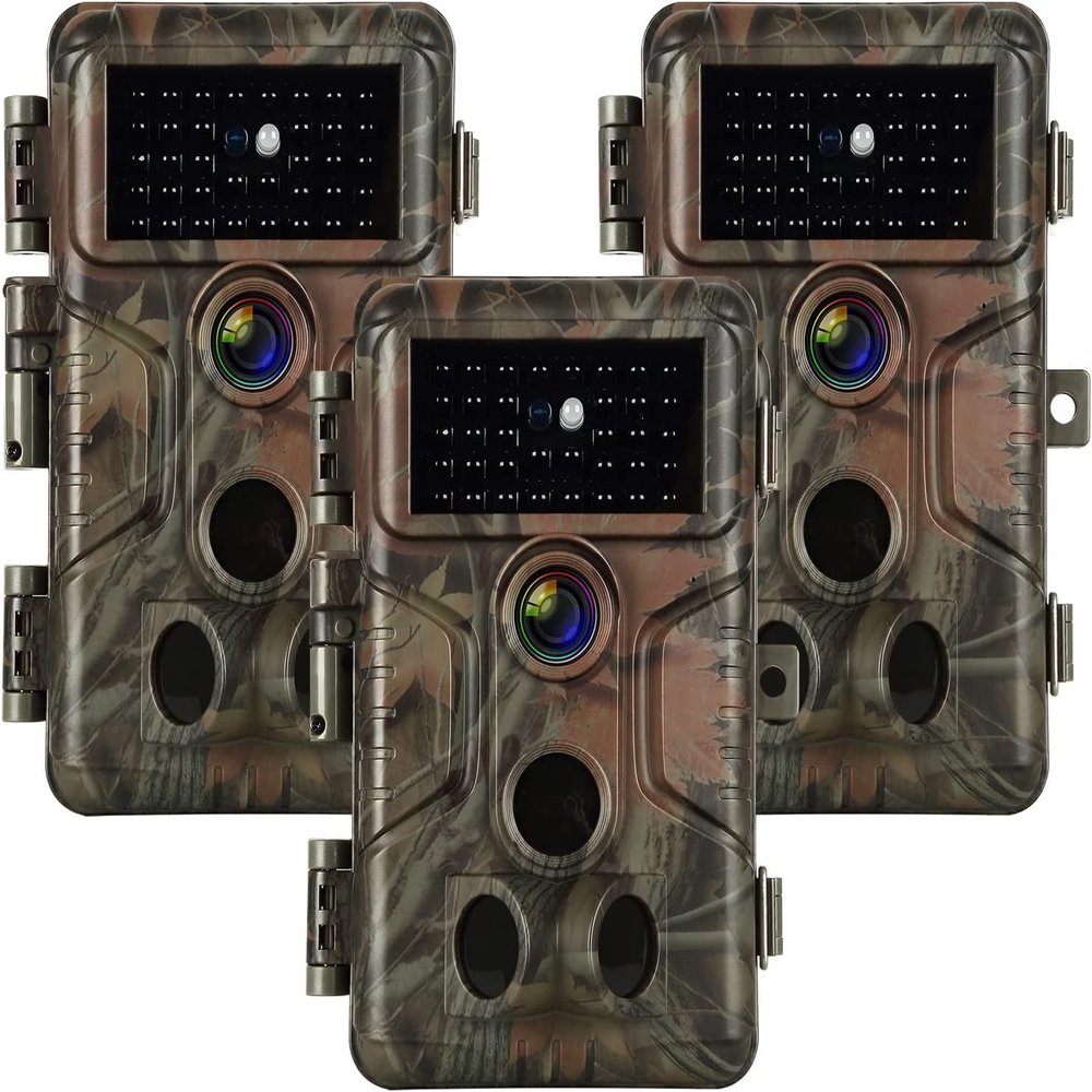 Folgtek 3pack Trail Cameras Gam Cam 48MP 1296P with Sound Recording, 2.4'' LCD Night Vision Motion Detection 0.1s Trigger Time, 120 Wide Angle Monitor IP66 Waterproof for Wildlife Home Security