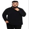 Aiyino Men's Big and Tall Classic Fit Long Sleeve Solid Soft Cotton Polo Shirt 5XL Black view 1