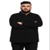 Aiyino Men's Big and Tall Classic Fit Long Sleeve Solid Soft Cotton Polo Shirt 5XL Black view 3