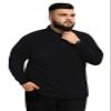 Aiyino Men's Big and Tall Classic Fit Long Sleeve Solid Soft Cotton Polo Shirt 5XL Black view 4