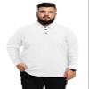 Aiyino Men's Big and Tall Classic Fit Long Sleeve Solid Soft Cotton Polo Shirt 3XL White view 2