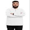 Aiyino Men's Big and Tall Classic Fit Long Sleeve Solid Soft Cotton Polo Shirt 3XL White view 3