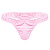 Hansber Men's Frilly Satin Sissy Pouch Panties Low Rise Bikini Briefs Jockstrap G-String Thongs Underwear Pink Medium view 1