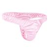 Hansber Men's Frilly Satin Sissy Pouch Panties Low Rise Bikini Briefs Jockstrap G-String Thongs Underwear Pink Medium view 3