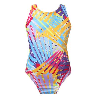 Alvivi Kids Girls One-Piece Digital Printed Racer Back Swimsuit Swim wear Tankini Bikini Training Bathing Suit Orange 3-4