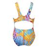 Alvivi Kids Girls One-Piece Digital Printed Racer Back Swimsuit Swim wear Tankini Bikini Training Bathing Suit Orange 3-4 view 2