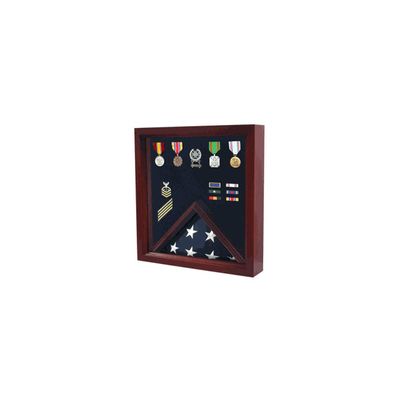 Flag Medal Display Case, Wood Military Flag Medal Shadow Boxes - Fit 3' x 5' Flag.