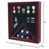 Flag Medal Display Case, Wood Military Flag Medal Shadow Boxes - Fit 3' x 5' Flag. view 2