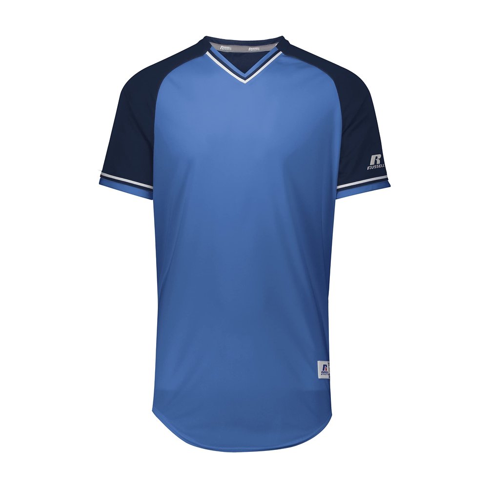 Russell Athletic Youth Classic V-Neck Jersey Columbia Blue/Navy/White XL